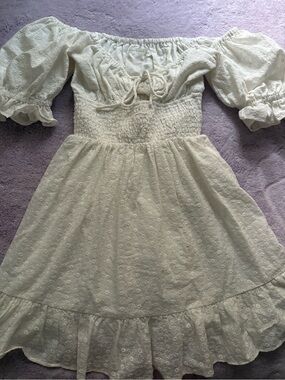 Altar'd State White Puff-Sleeve Mini Dress